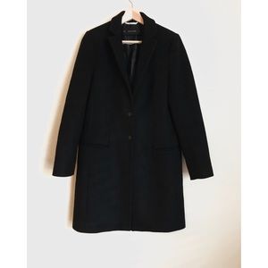 ZARA Wool Coat with Lapels in Black | Size XS